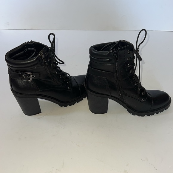 LAST CALL: Lug sole lace up bootie with zipper. Vegan leather. - Picture 2 of 6